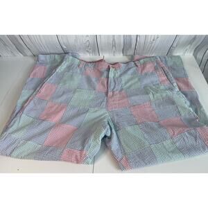Vineyard Vines Patchwork Seersucker Shorts in Pink, Green, Blue